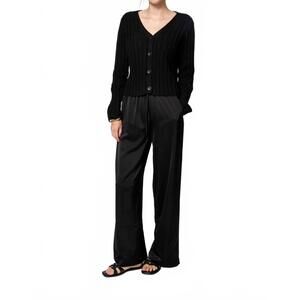 NEW AMANDA MARIA satin drawstring pant in black